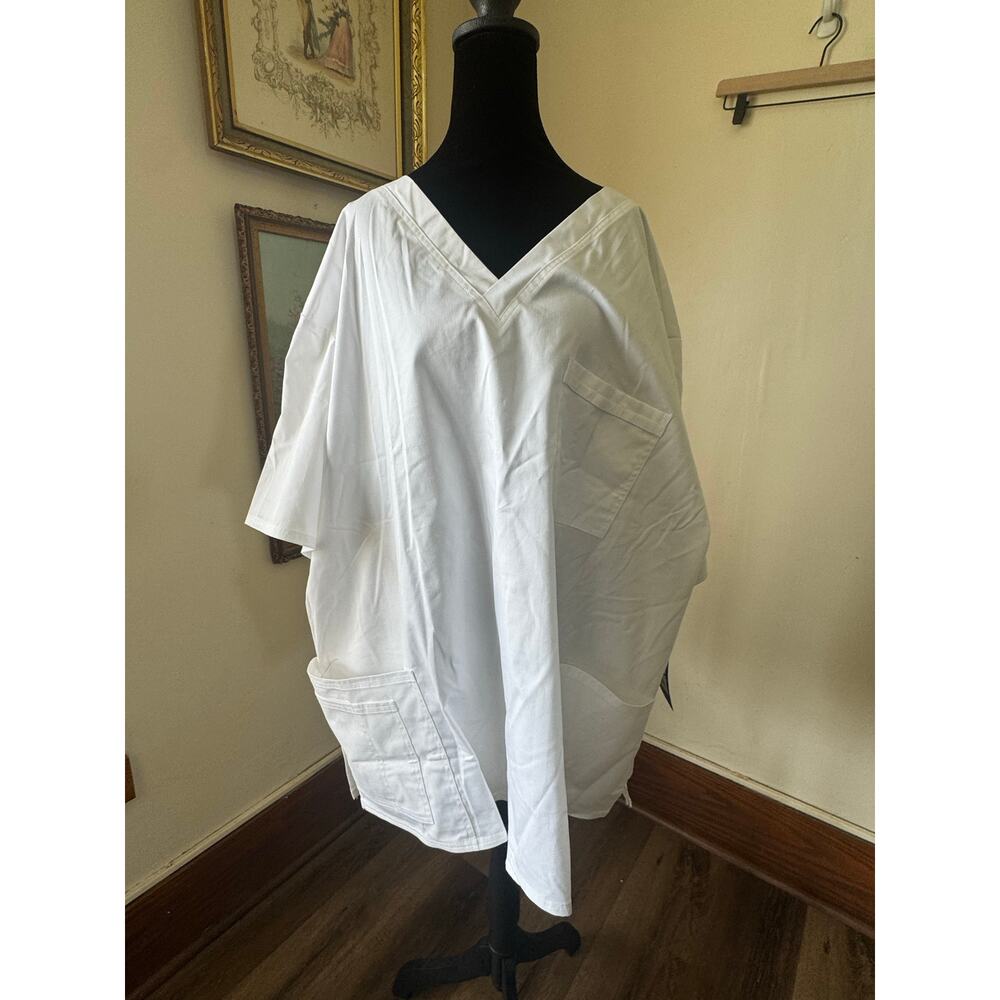 NWT Cherokee Core Stretch Scrub Top 4XL White Unisex V Neck